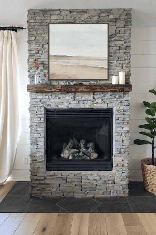 diy stone fireplace reveal