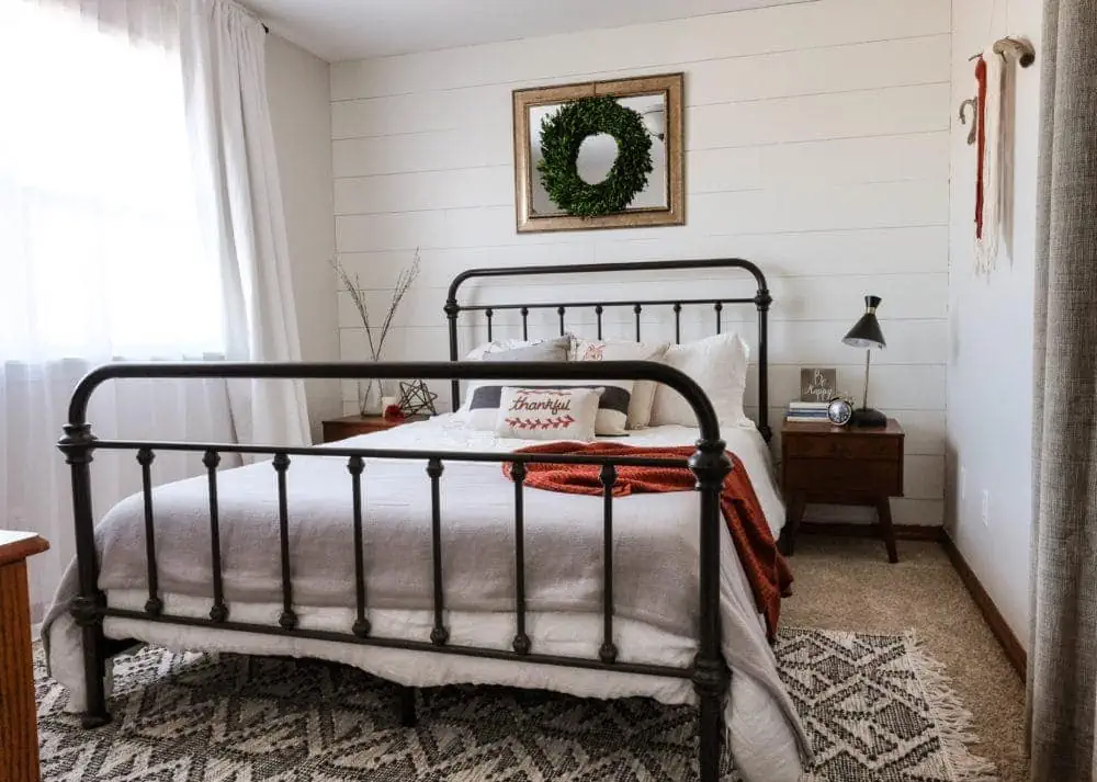 interior view of farmhouse bedroom makeover