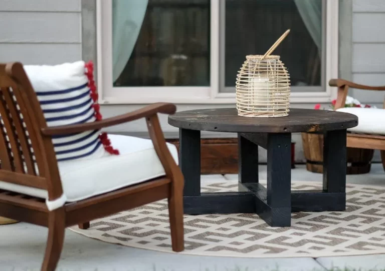 showing how to create a rustic diy coffee table