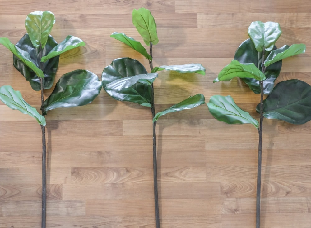 three faux fiddle leaf fig branches