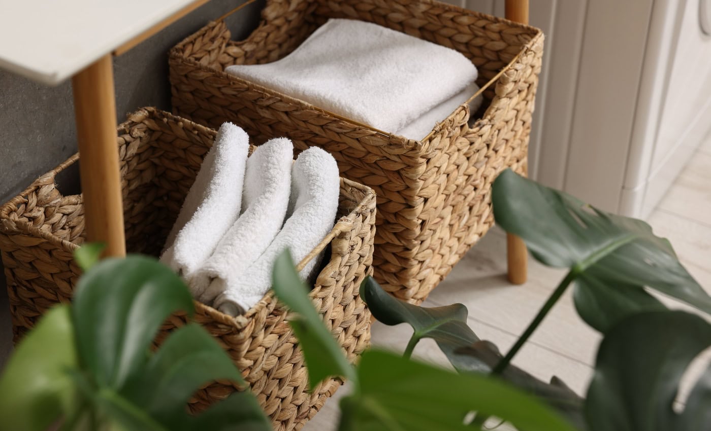 two baskets in bathroom Storage Bins On Amazon That Make You Want To Organize