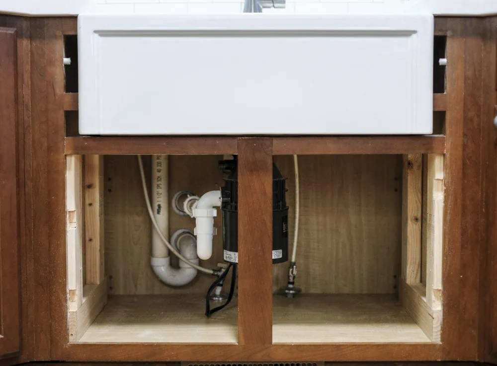 example of a fireclay sink being installed close up