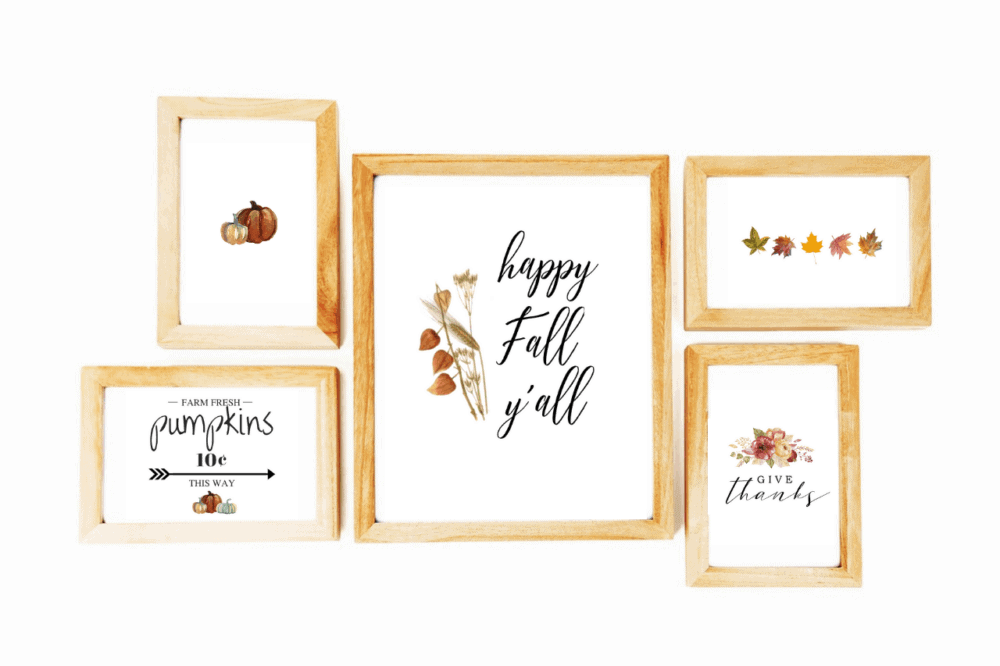 selection of 9 Free Printables Perfect for Fall Decorating