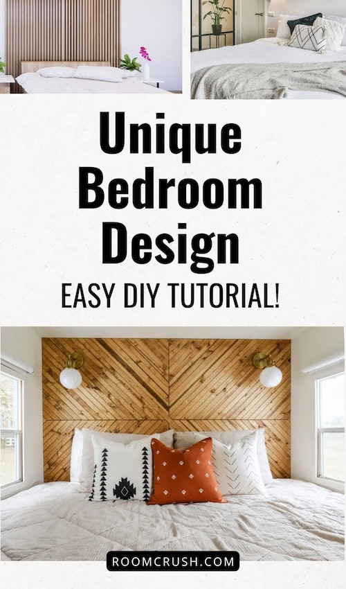 Unique Bedroom Design: DIY Geometric Wood Wall