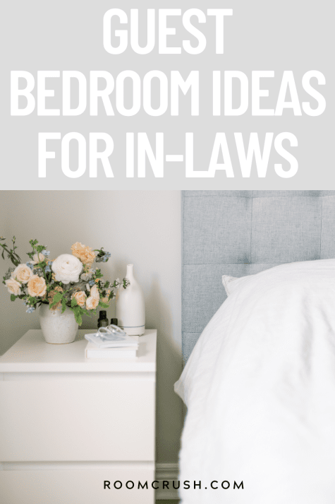 Vase and padded headboard showing some easy guest bedroom ideas