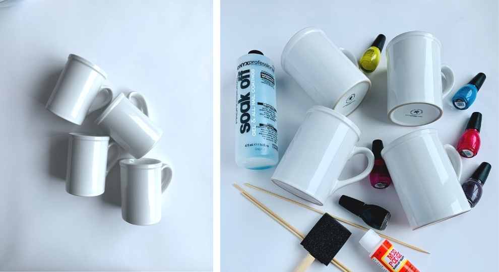 Supplies needed for DIY Marble mugs