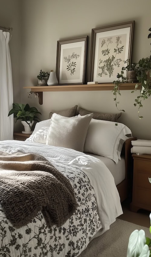 Botanical Bedrooms Floating Shelf Over Bed