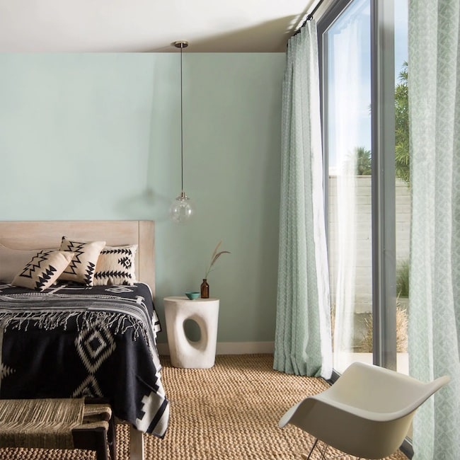 Bedroom painted with Palladian Blue by Benjamin Moore