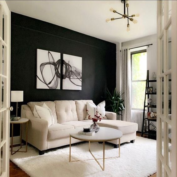 living room painted with Tricorn Black by Sherwin-Williams