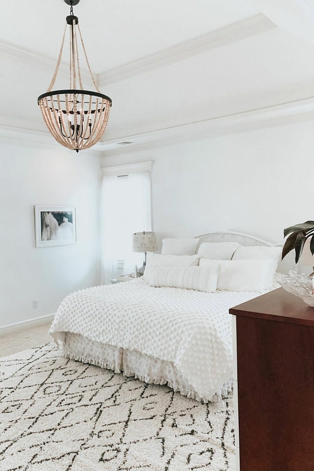 bedroom painted with Chantilly Lace by Benjamin Moore