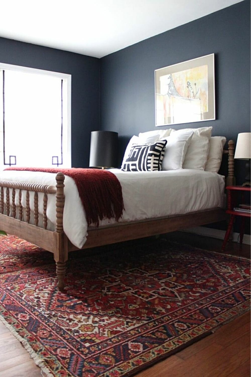 bedroom painted with Hale Navy by Benjamin Moore