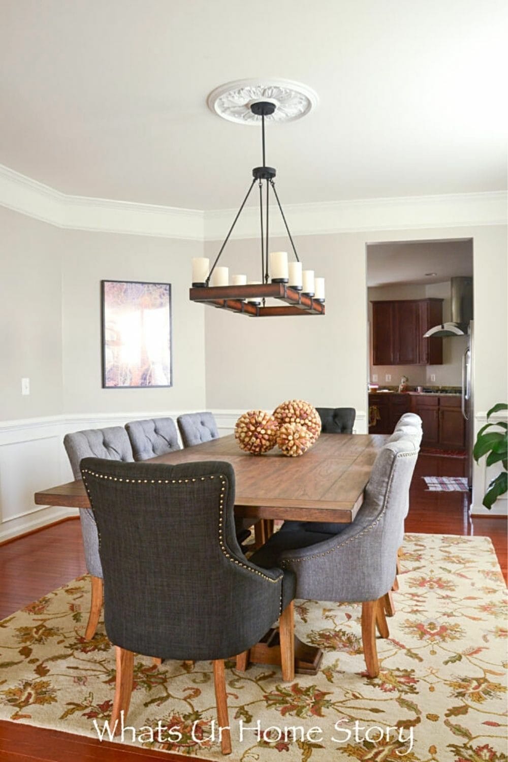 Dining Room painted with Revere Pewter by Benjamin Moore