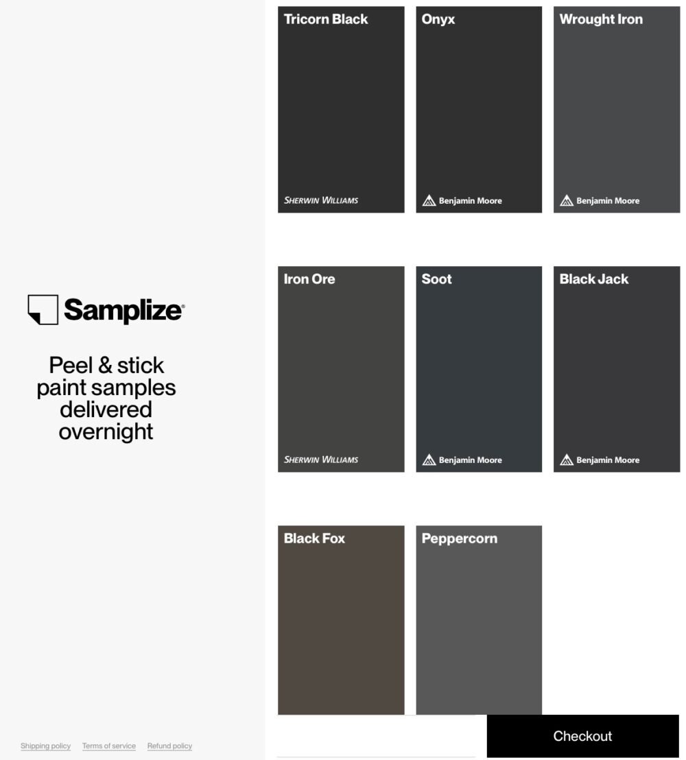 Samplize black paint sample bundle