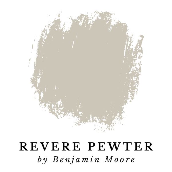 Revere Pewter by Benjamin Moore paint color splotch