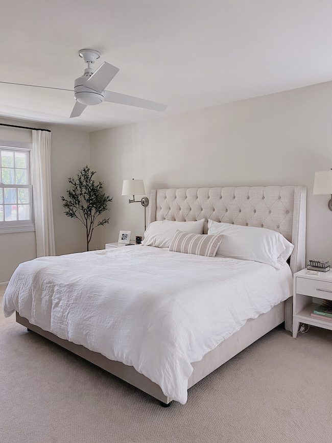 bedroom painted with Dove Wing by Benjamin Moore