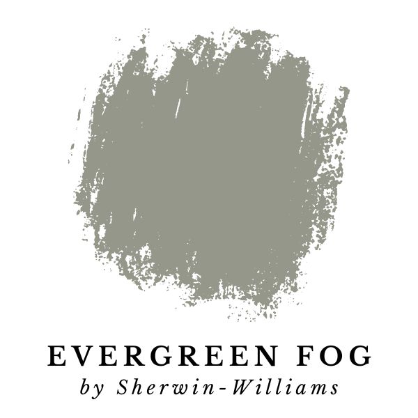 Evergreen Fog by Sherwin-Williams paint color splotch