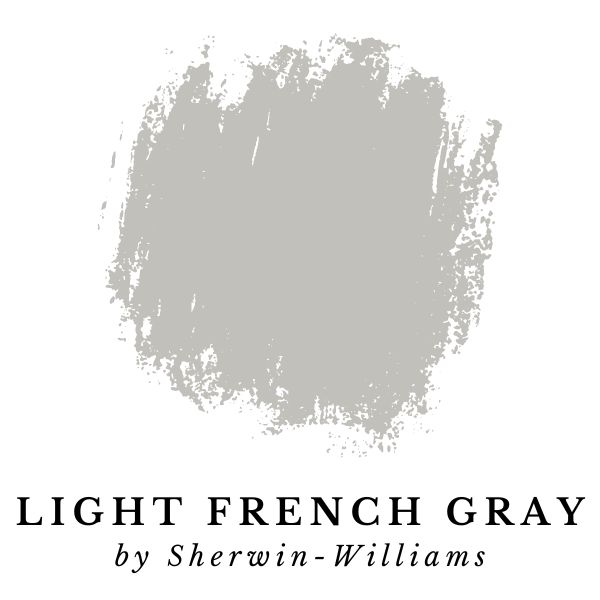 Light French Gray by Sherwin-Williams paint color splotch