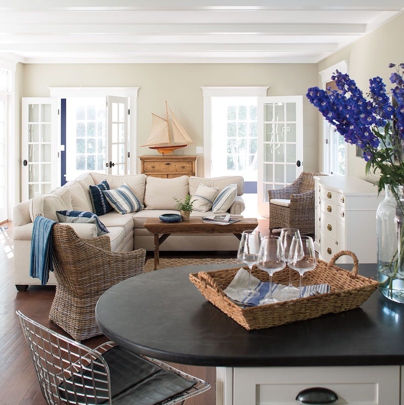 Living room painted with Revere Pewter by Benjamin Moore