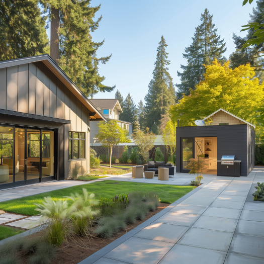 exterior_of_a_front_yard._Large_modern_detached_shed